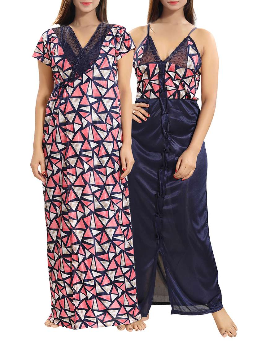 lace detail nighty with robe - 15807917 -  Zoom Image - 0