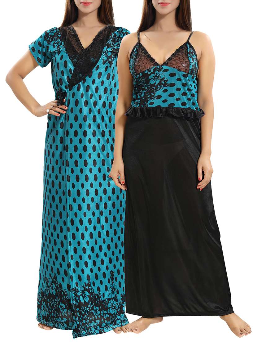lace detail nighty with robe - 15807920 -  Zoom Image - 0