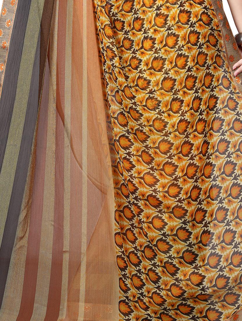floral motif printed saree with blouse - 15809207 - Standard Image - 3