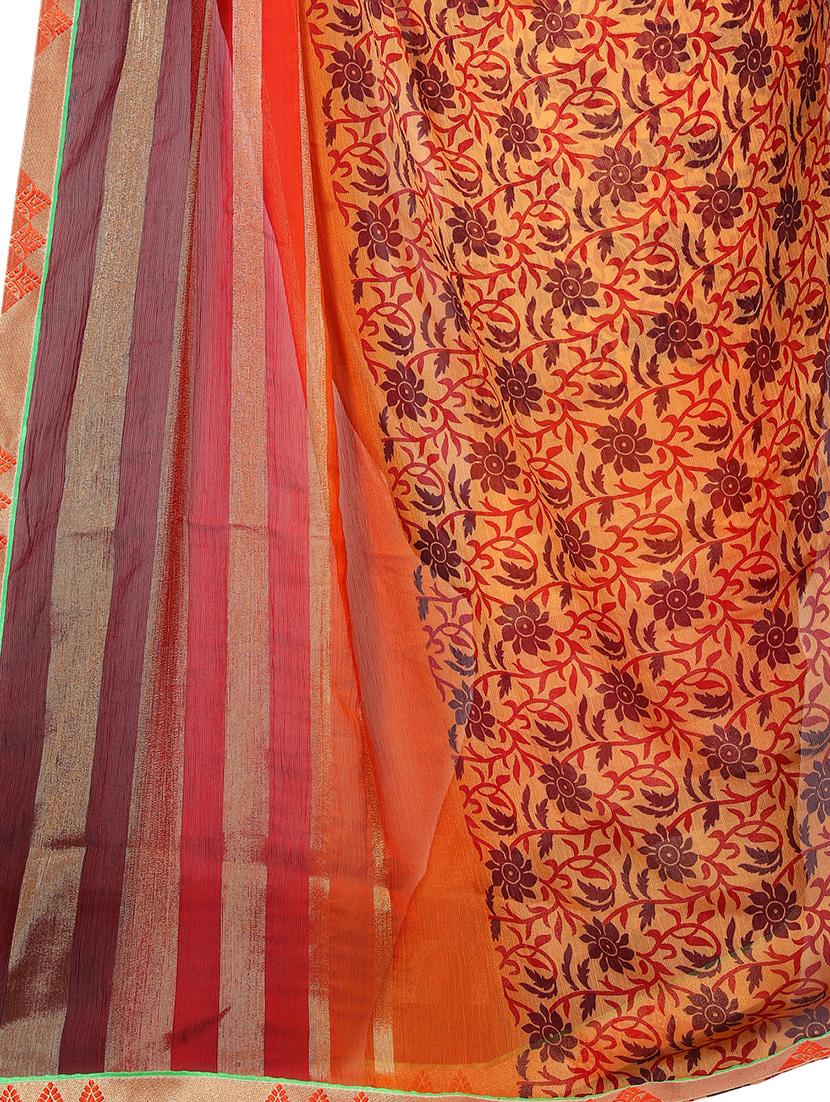 floral motif printed saree with blouse - 15809209 - Standard Image - 3