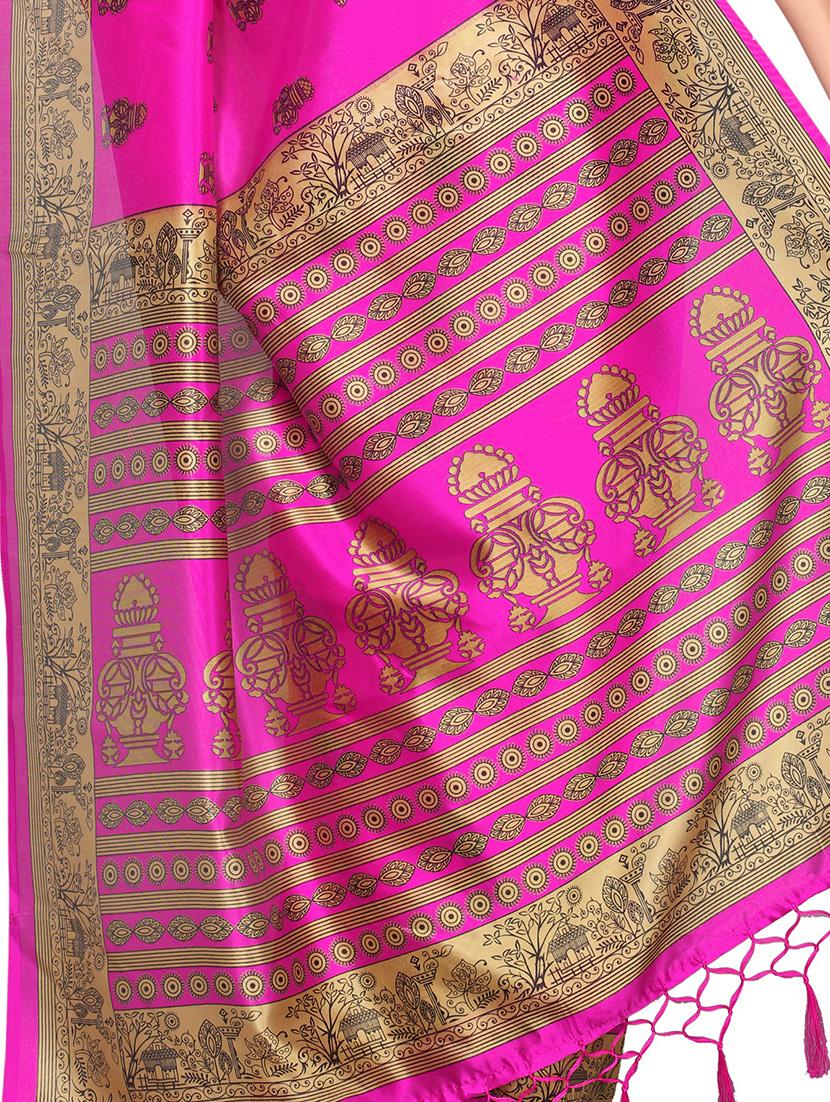 conversational printed saree with blouse - 15809211 - Standard Image - 3