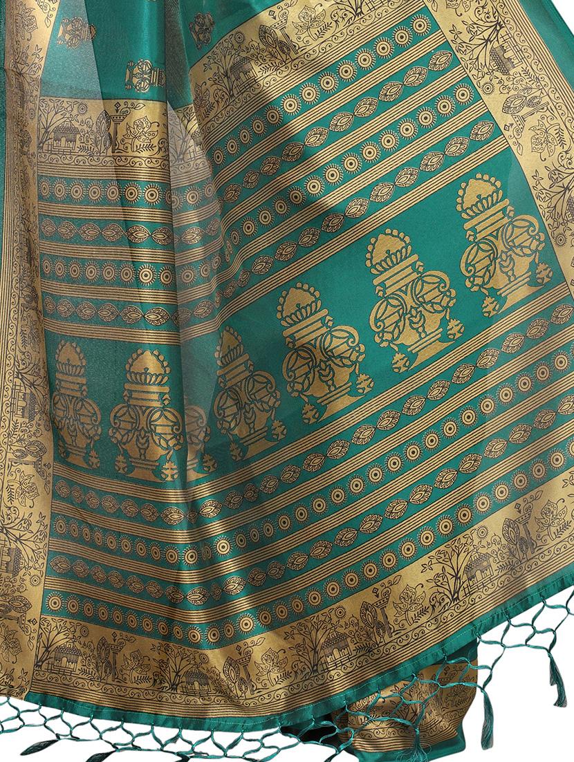 conversational printed saree with blouse - 15809212 - Standard Image - 3