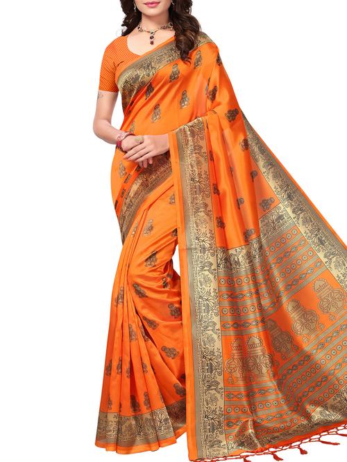 conversational printed saree with blouse - 15809213 - Standard Image - 0