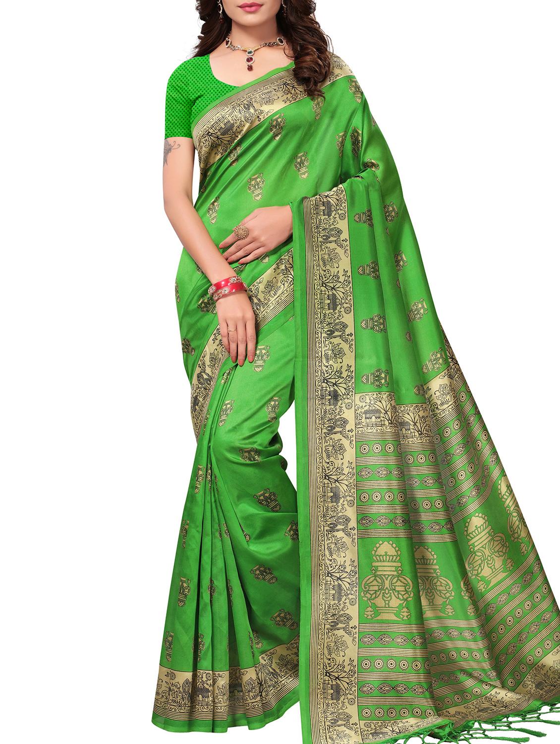 ethnic motif printed saree with blouse - 15809216 -  Zoom Image - 0