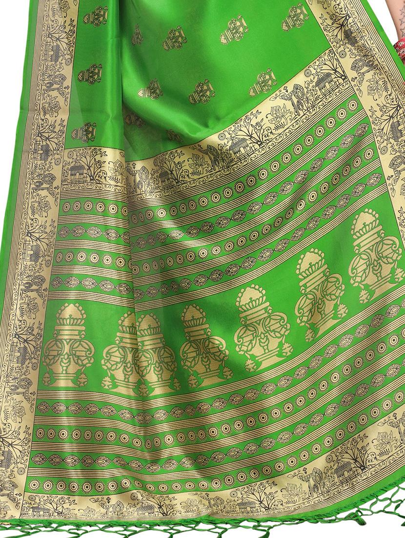 ethnic motif printed saree with blouse - 15809216 - Standard Image - 3