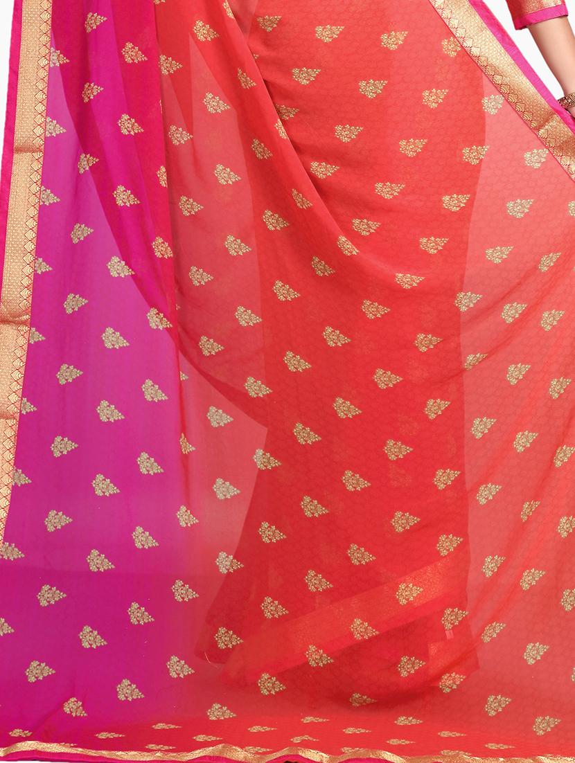 ethnic motif printed saree with blouse - 15809217 - Standard Image - 3