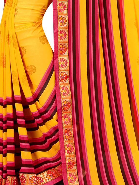 ethnic motif printed saree with blouse - 15809243 - Standard Image - 3