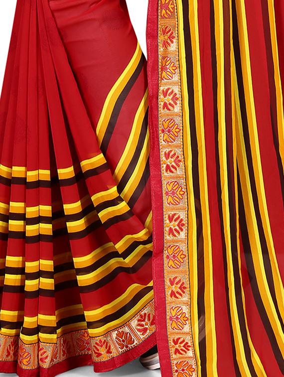 ethnic motif printed saree with blouse - 15809245 - Standard Image - 3