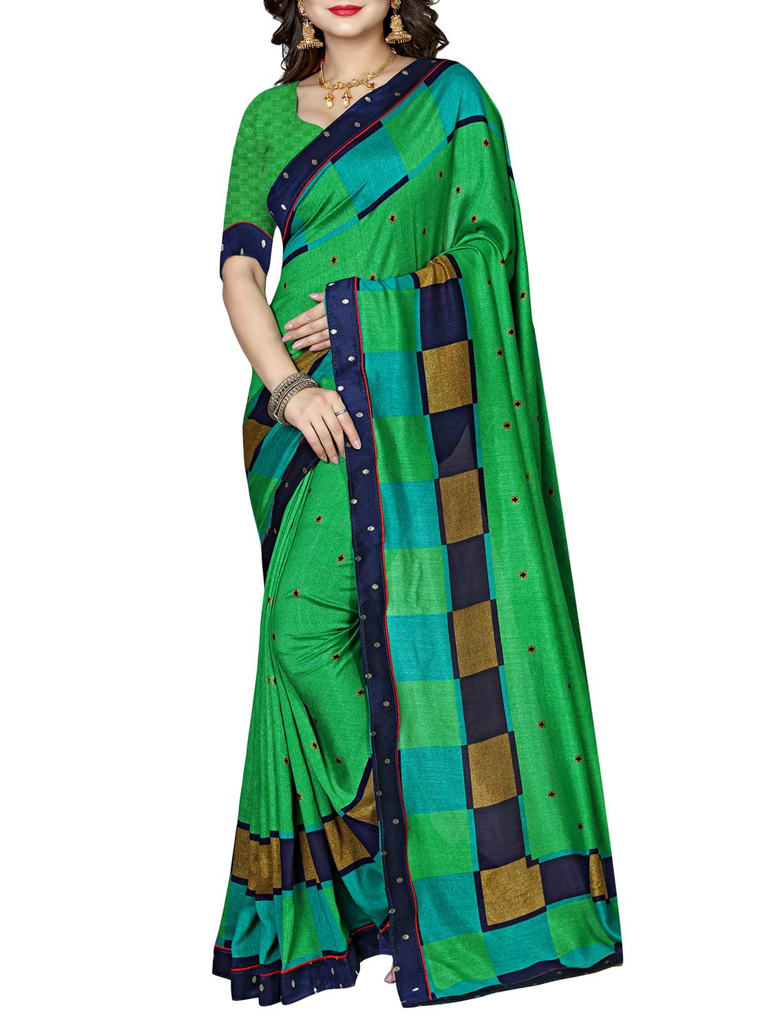mirror bordered printed saree with blouse - 15809250 - Zoom Image - 0