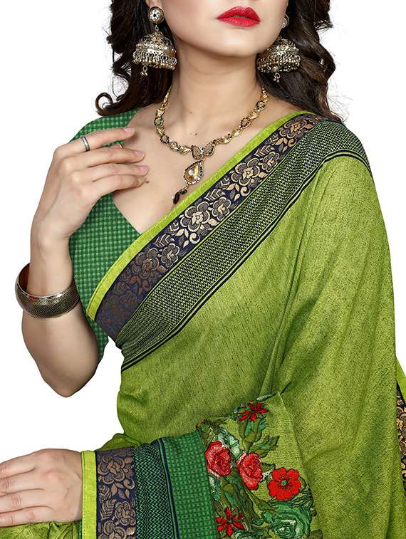 floral motif printed saree with blouse - 15809259 -  Standard Image - 3
