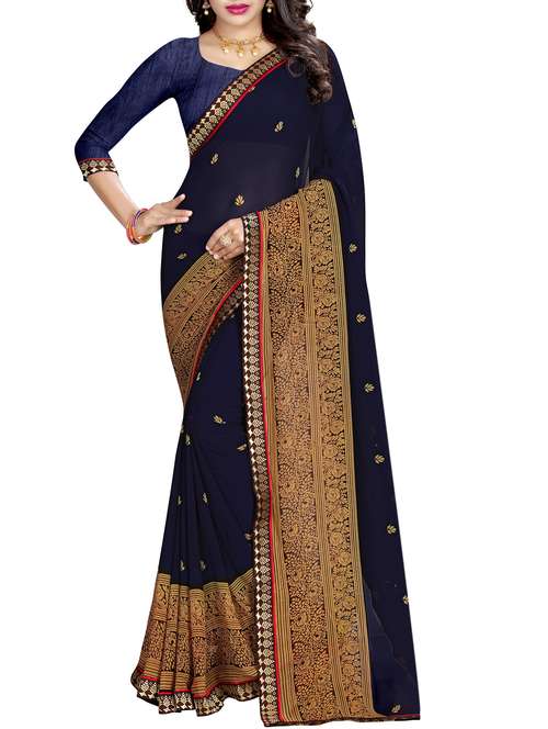floral motif printed saree with blouse - 15809267 - Standard Image - 0