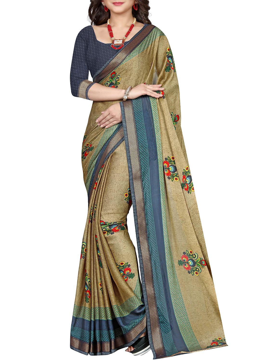 floral motif printed saree with blouse - 15809269 - Zoom Image - 0