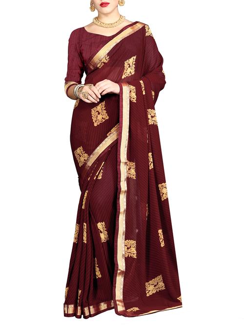 floral motif printed saree with blouse - 15809274 -  Standard Image - 0