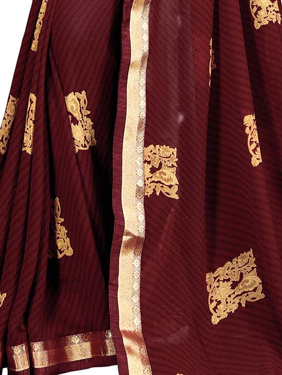 floral motif printed saree with blouse - 15809274 - Standard Image - 3