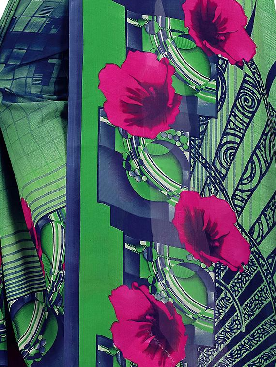 floral printed saree with blouse - 15809290 - Standard Image - 3