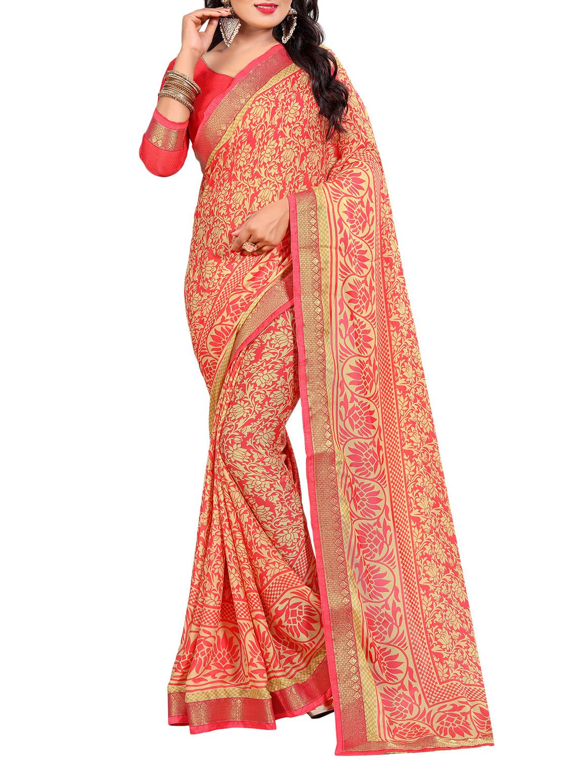 floral printed saree with blouse - 15809303 - Zoom Image - 0