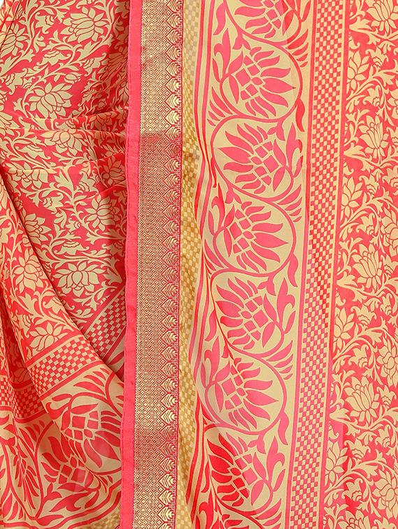floral printed saree with blouse - 15809303 - Standard Image - 3