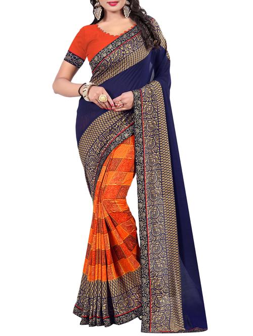 floral printed saree with blouse - 15809306 - Standard Image - 0