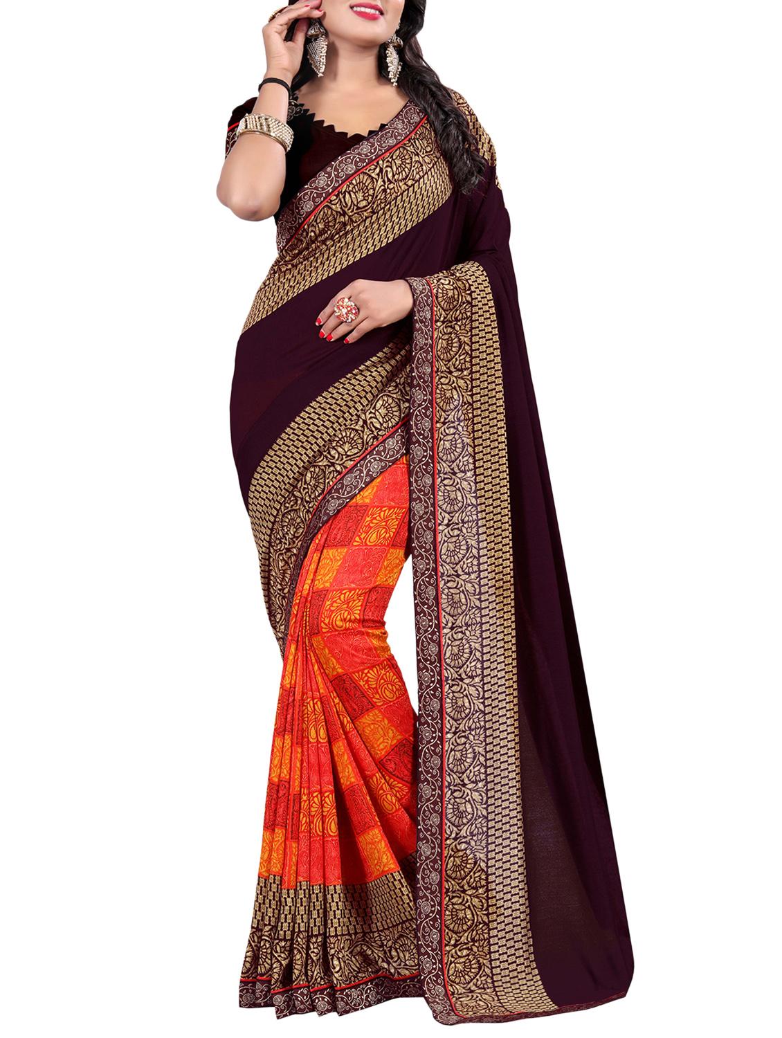 floral printed saree with blouse - 15809307 -  Zoom Image - 0