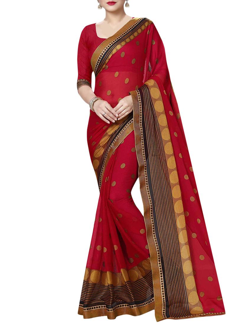 ethnic motif printed self design saree with blouse - 15809315 - Zoom Image - 0