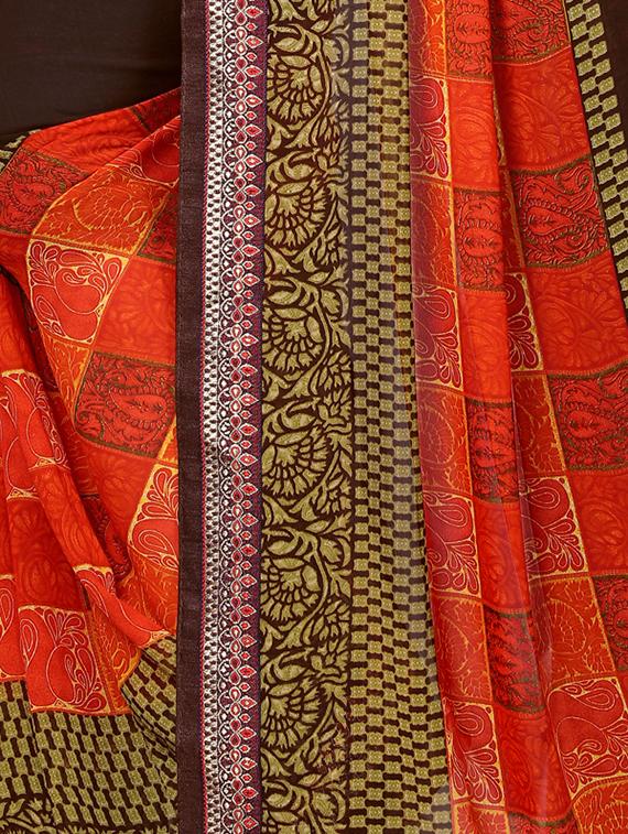 ethnicac motif printed saree with blouse - 15809321 - Standard Image - 3