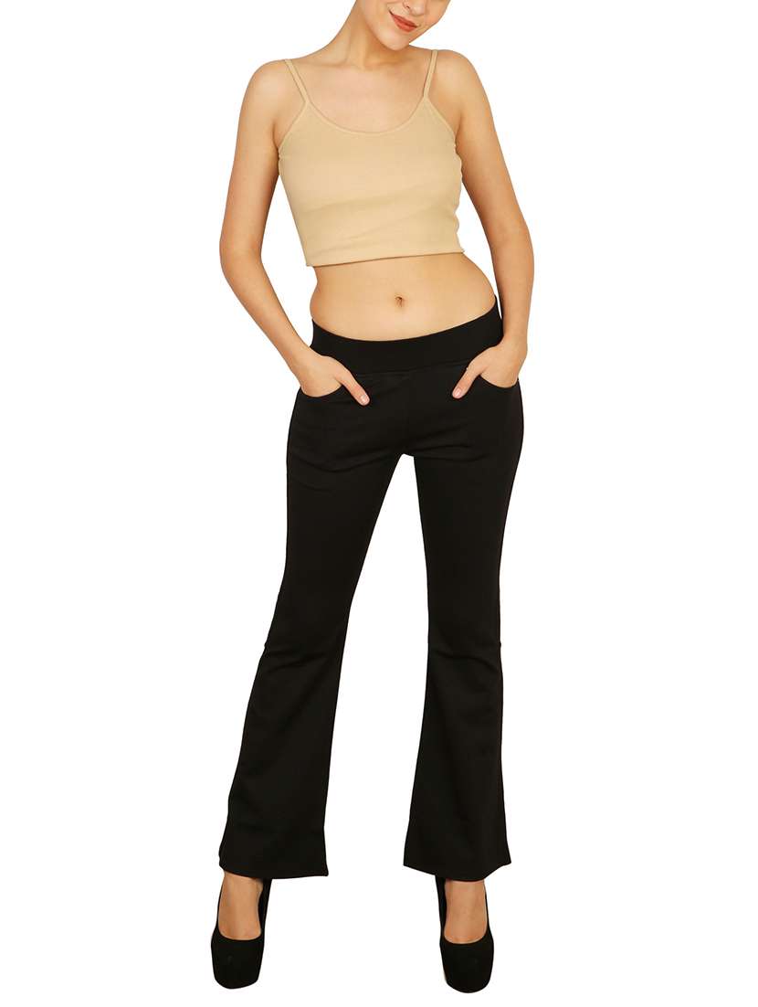 ink black bell bottom trouser - 15809518 - Standard Image - 3