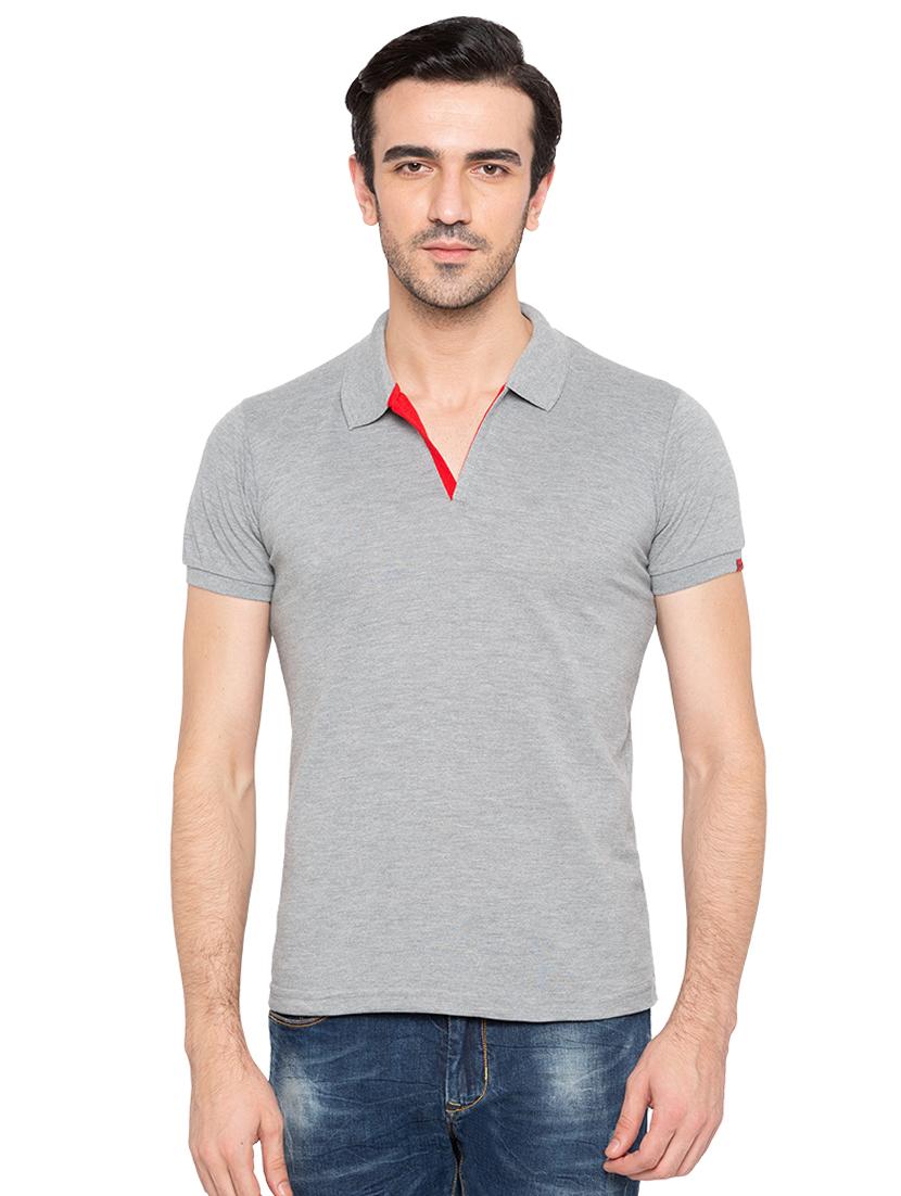 solid grey collared t-shirt - 15810484 - Zoom Image - 0