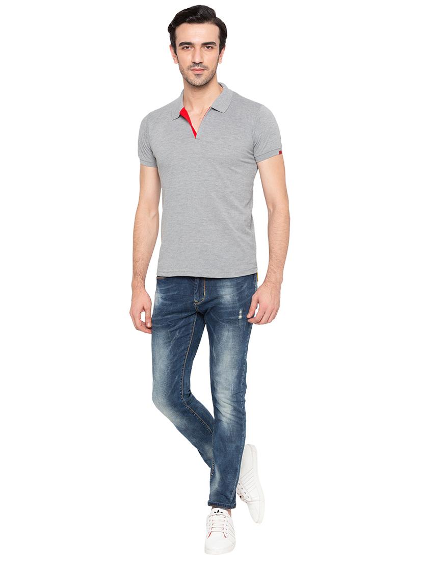 solid grey collared t-shirt - 15810484 - Standard Image - 3