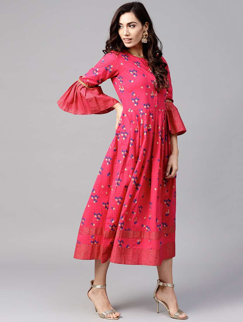 pink floral ethnic dress