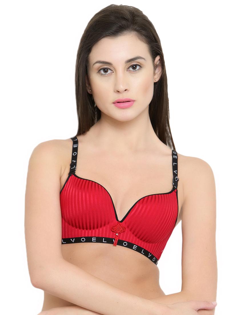 letter print striped detachable bra - 15815473 - Zoom Image - 0