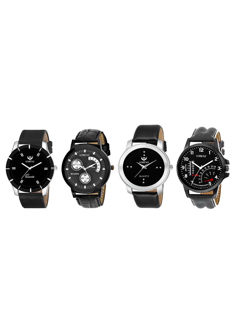 set of 4 round dial analog watch
