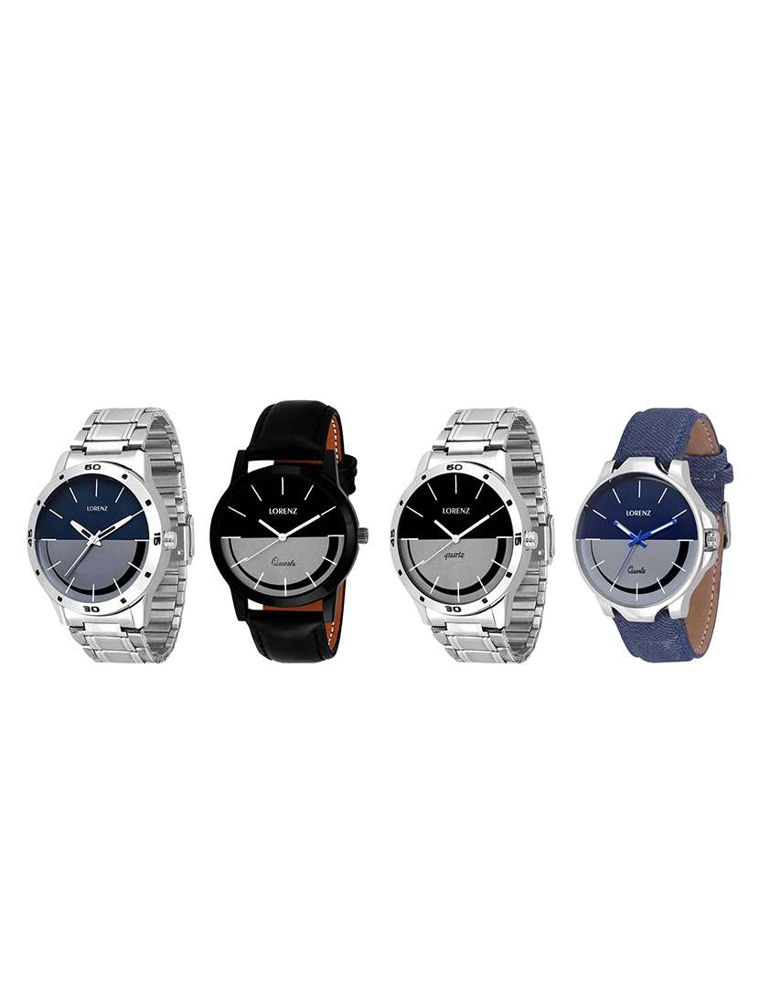 set of 4 round dial analog watch