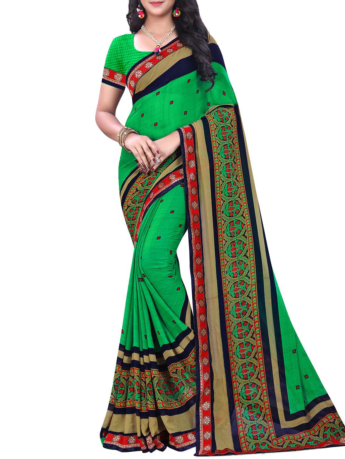geometrical printed saree with blouse - 15819308 -  Zoom Image - 0