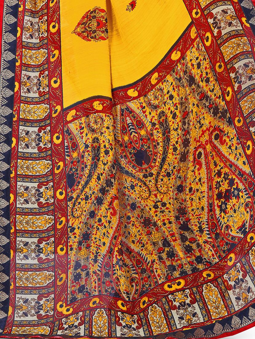 kalamkari border printed saree with blouse - 15819311 - Standard Image - 3