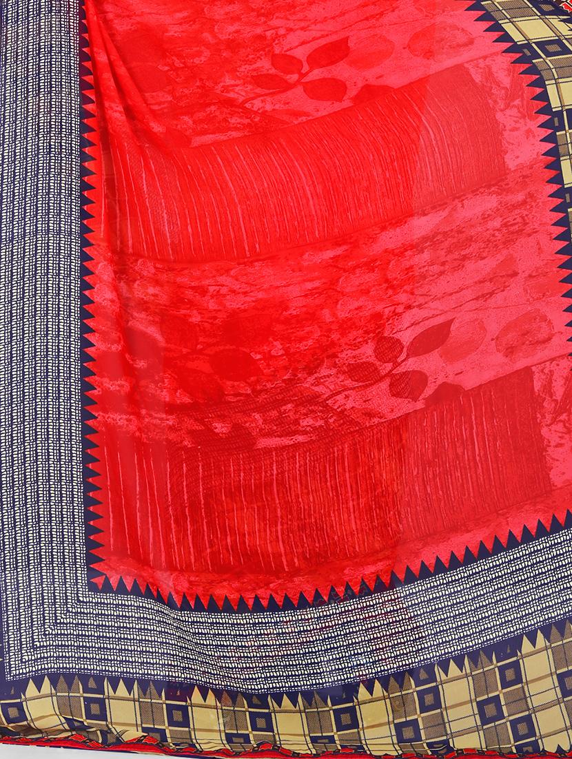 women's printed red colored saree with blouse - 15819314 - Standard Image - 3
