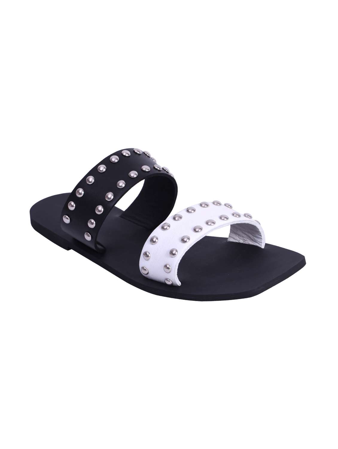 black slip on sandals