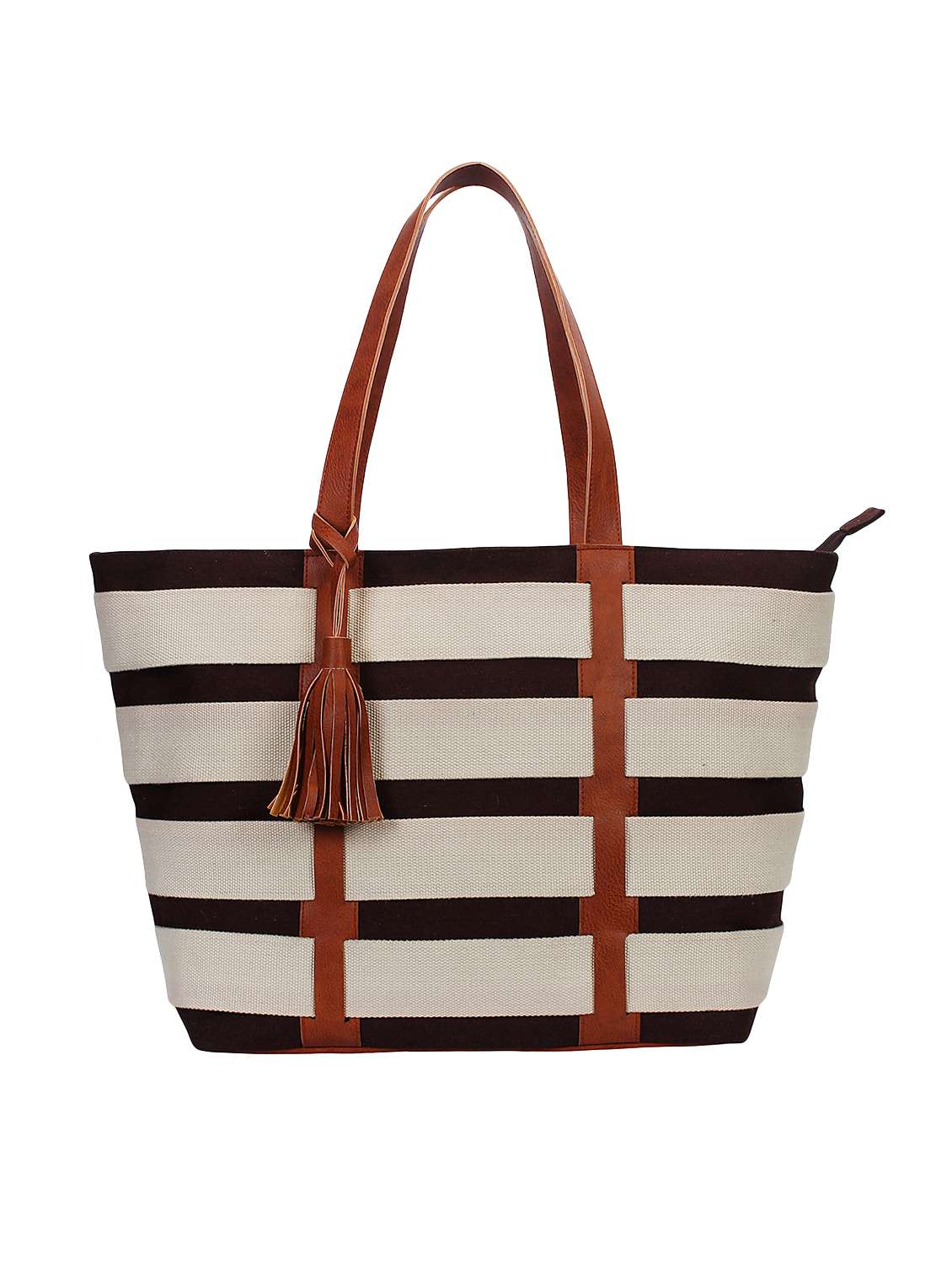 brown canvas handbag