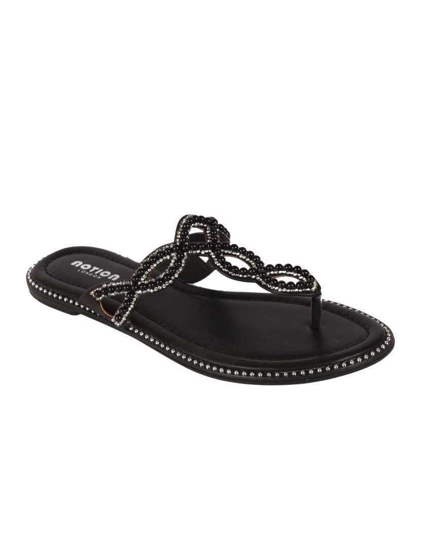 black t- strap sandals