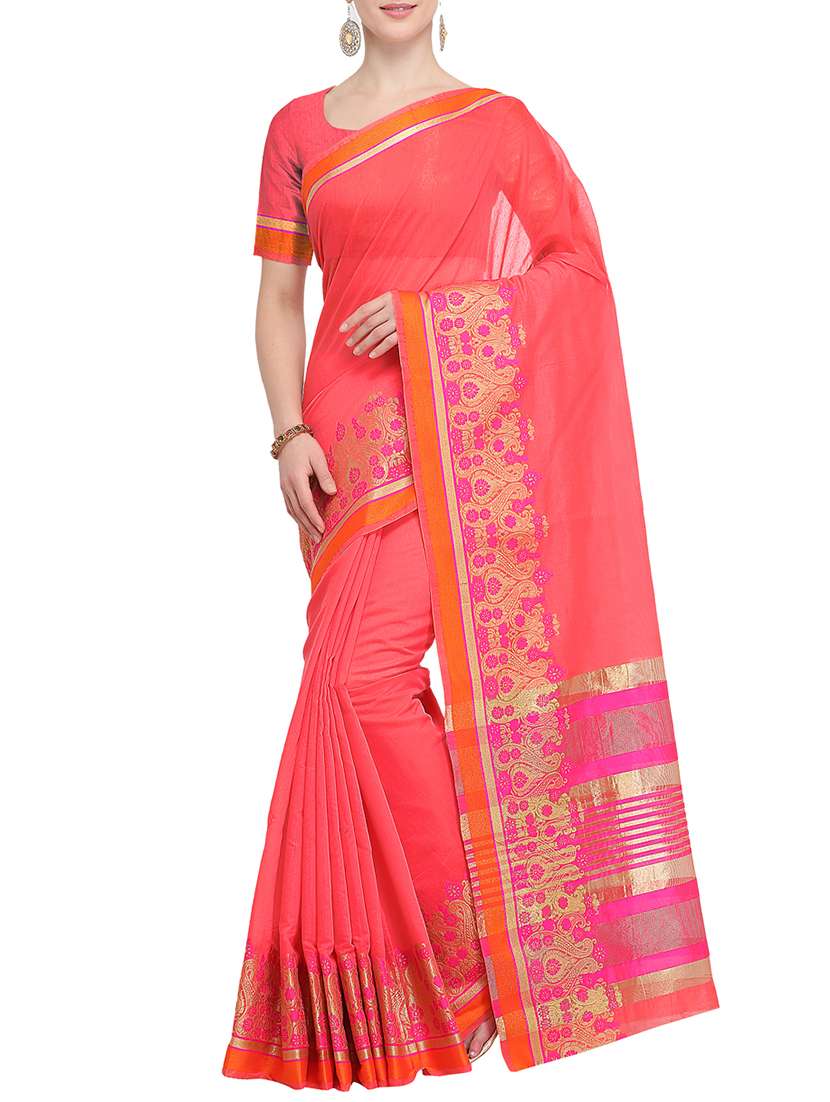 paisley zari border woven saree with blouse