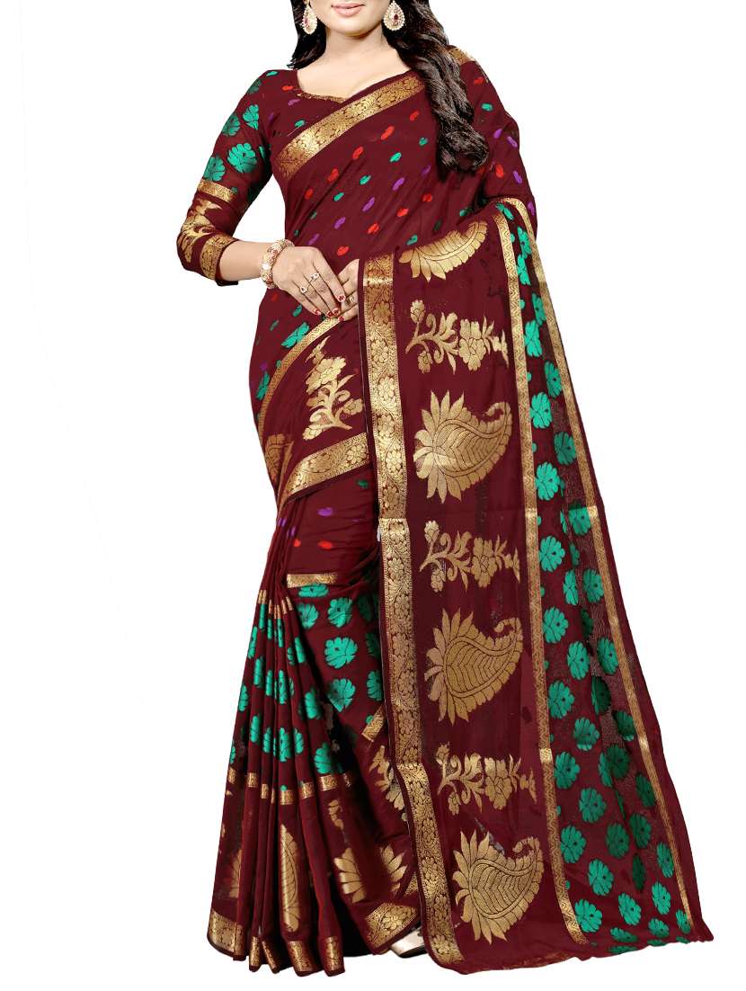 self design banarasi saree with blouse