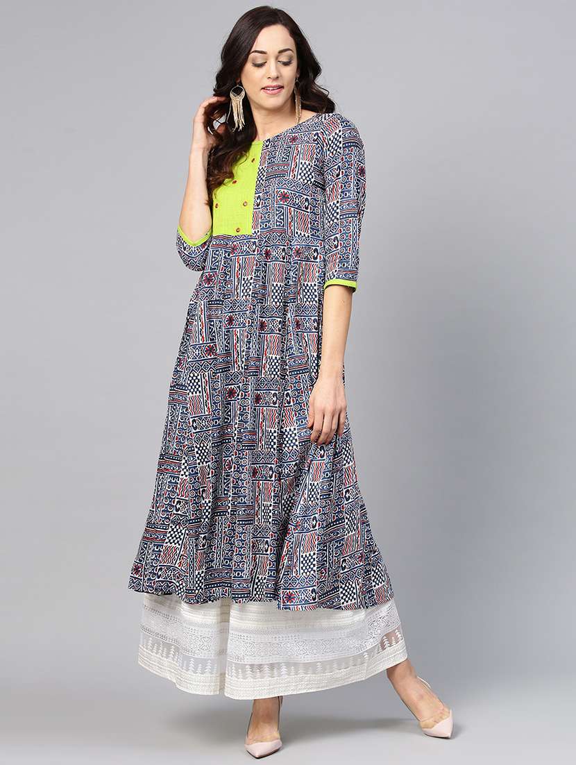 printed a-line kurta