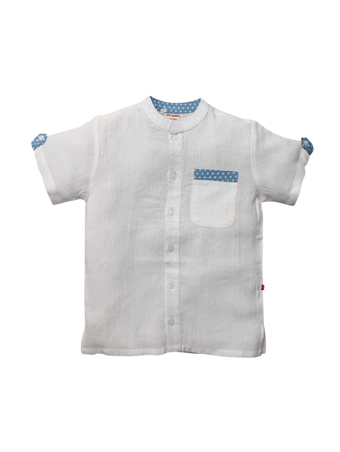 pocket patched mandarin neck shirt