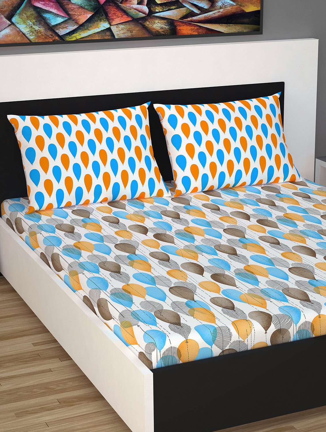 100% cotton double bedsheet with 2 pillow covers