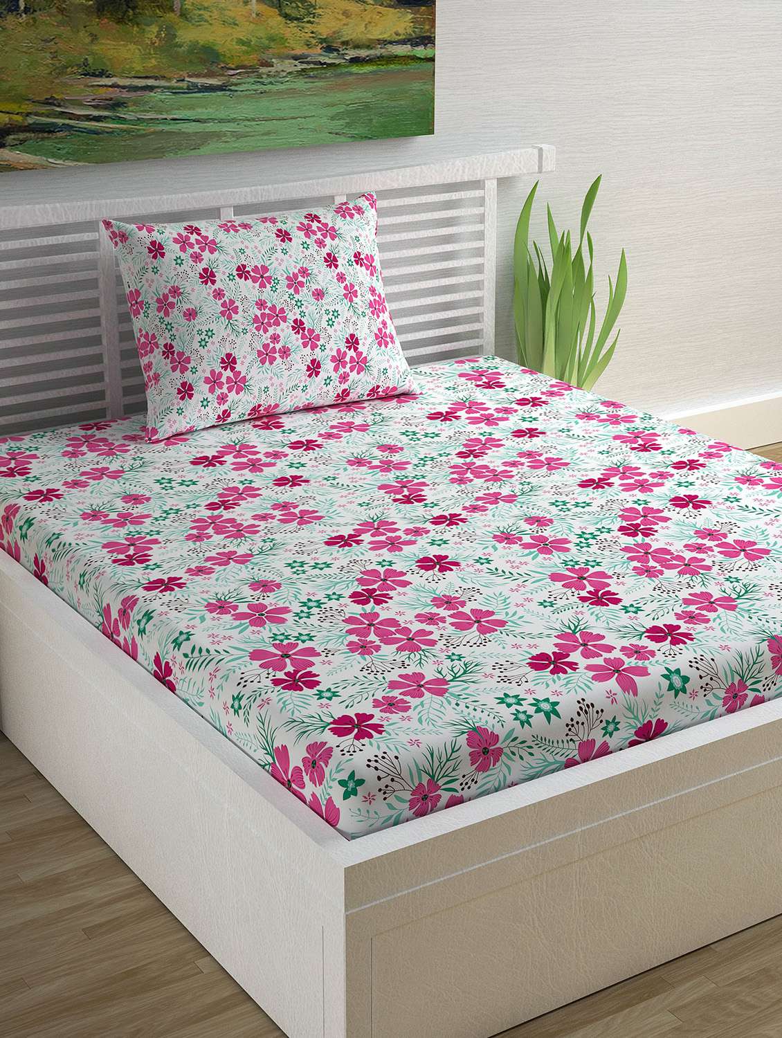 100% cotton single bedsheet with 1 pillow cover