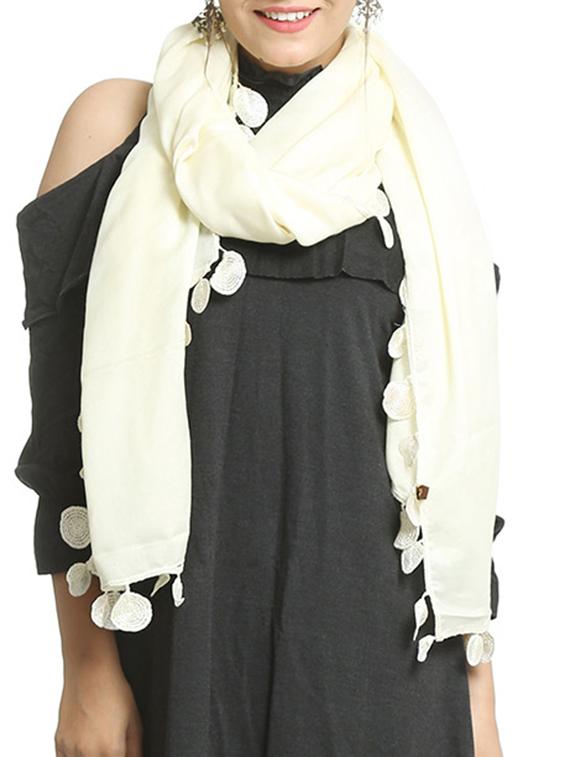white rayon stole - 15835045 -  Zoom Image - 0