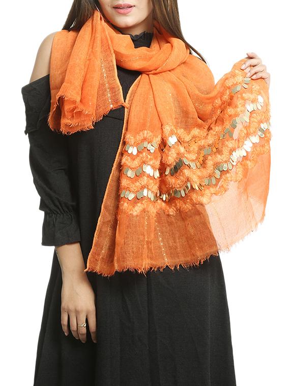 orange linen stole - 15835071 - Zoom Image - 0