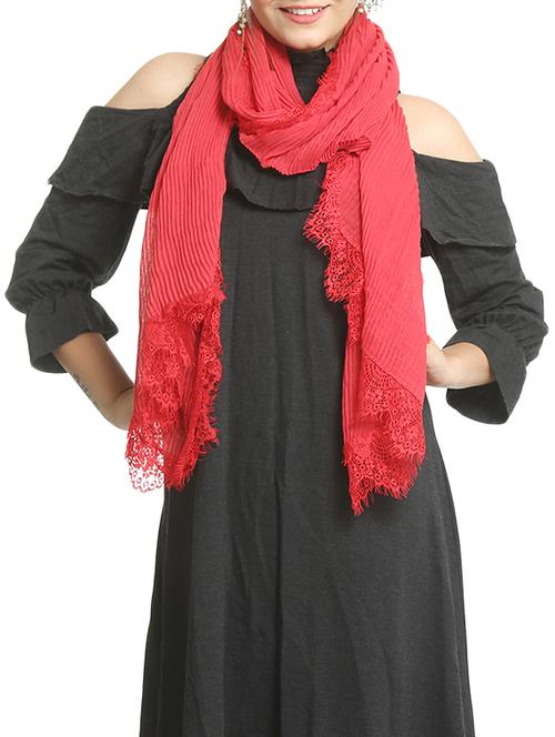 red cotton stole - 15835094 -  Standard Image - 0