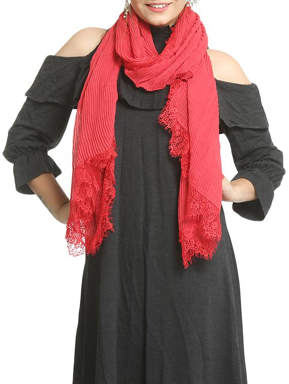 red cotton stole - 15835094 -  Zoom Image - 0