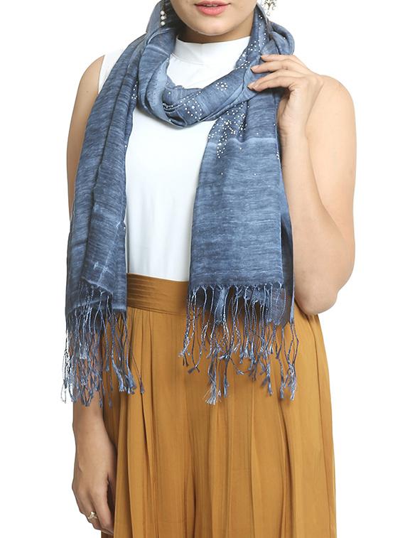 blue silk blend stole - 15835096 -  Zoom Image - 0