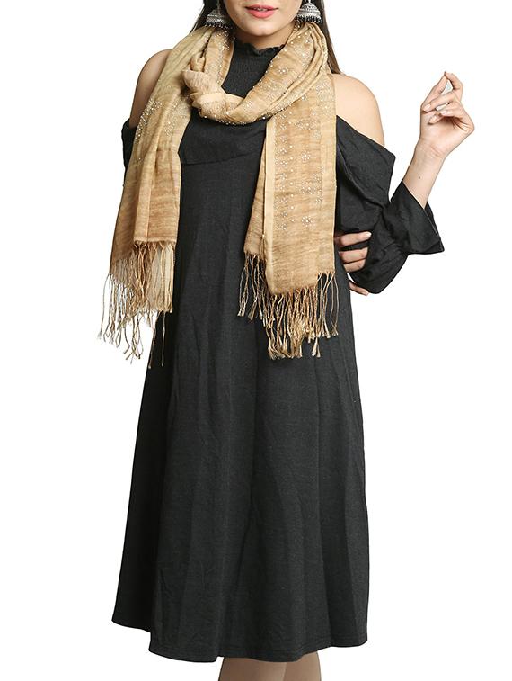 beige silk blend stole - 15835097 -  Zoom Image - 0